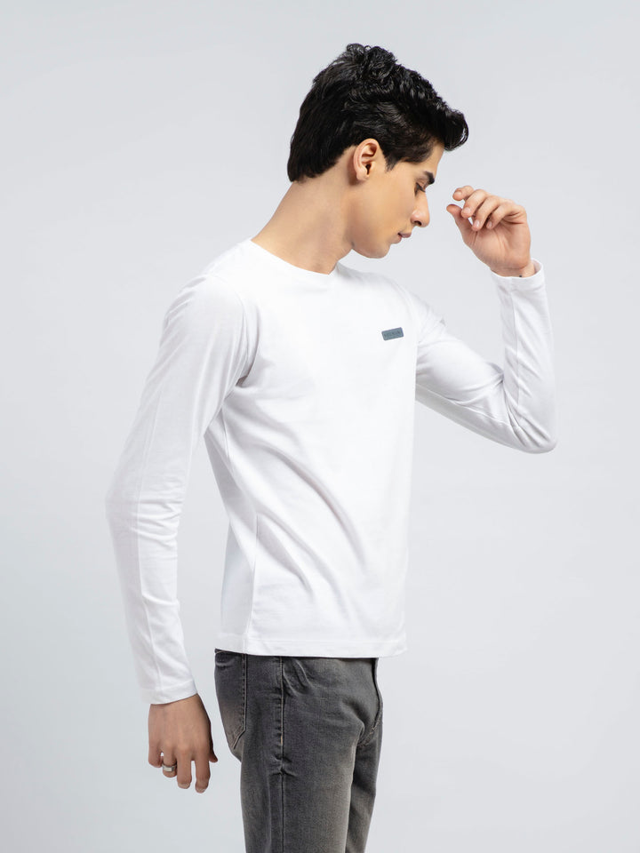 White Long Sleeve Crew Neck T-Shirt Brumano Pakistan