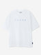 White Oversized T-Shirt With Minimalist 'Hello' Embroidery - Women