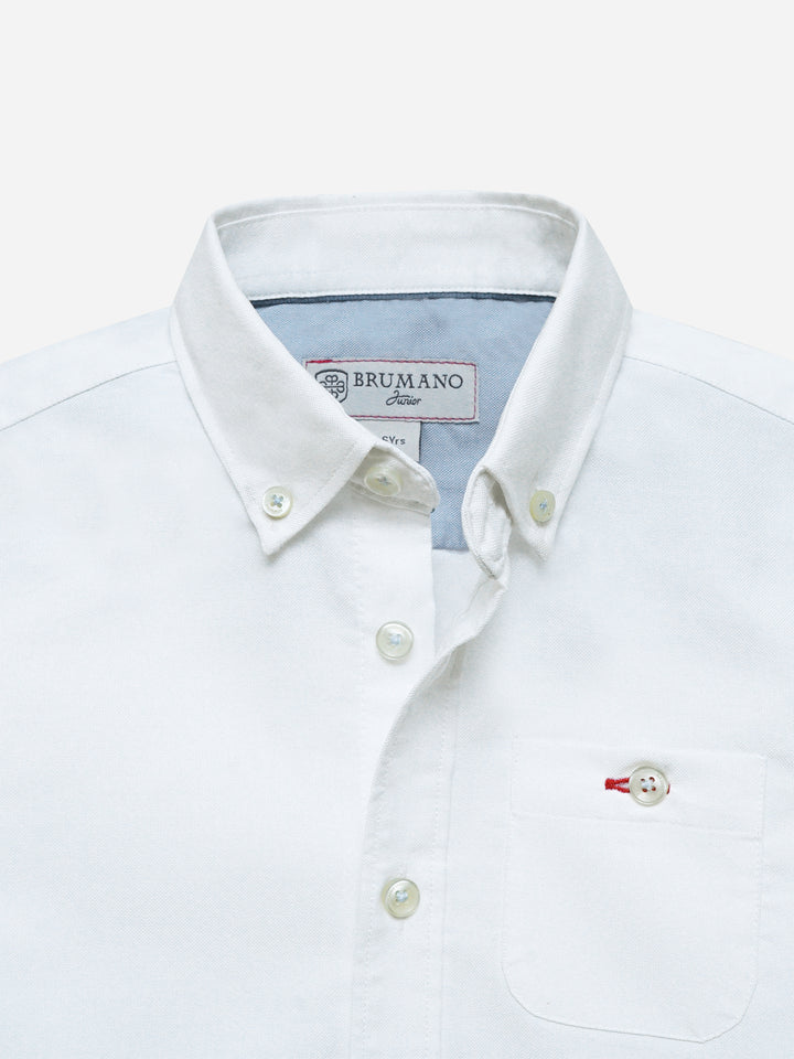 White Oxford Button Down Casual Shirt - Junior