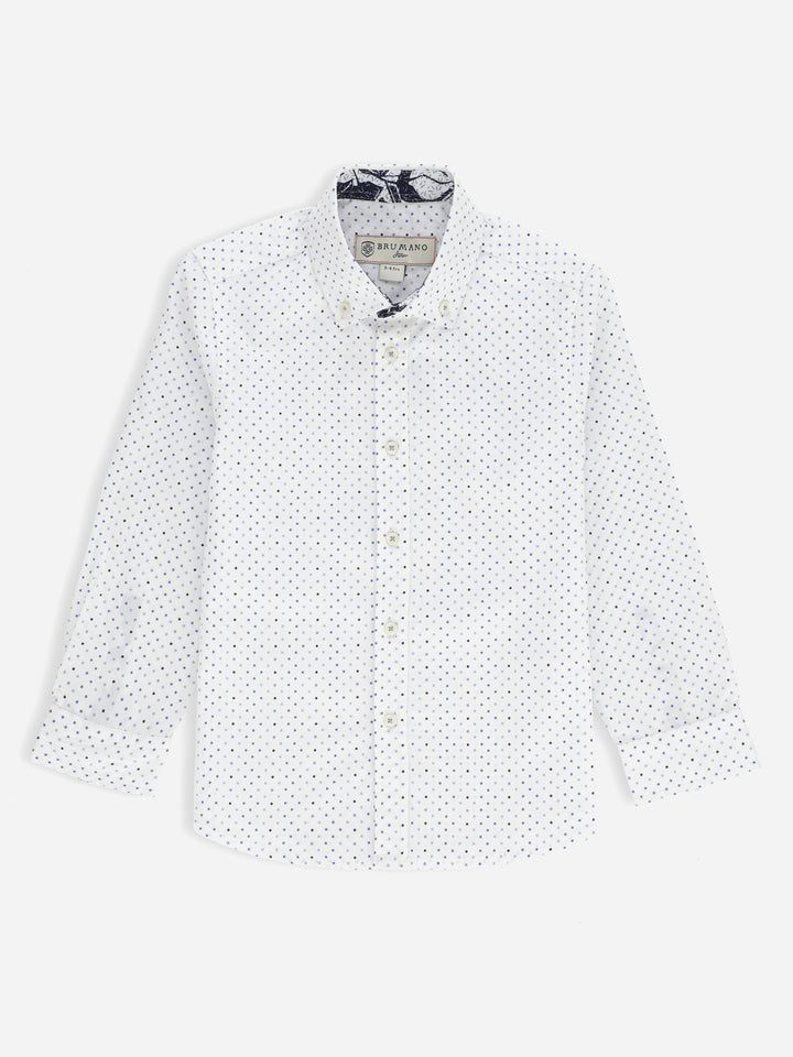 White Polka Dot Printed Casual Shirt Brumano Pakistan