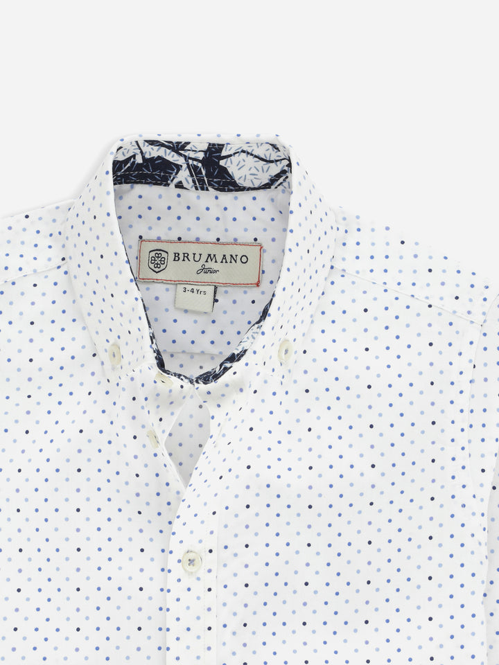 White Polka Dot Printed Casual Shirt Brumano Pakistan