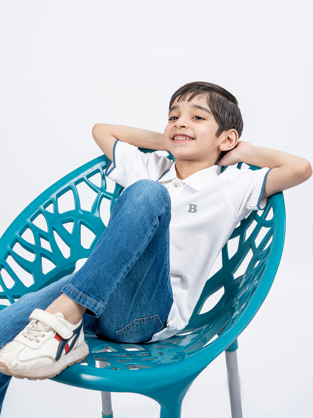 White Polo With Tipping Collar
