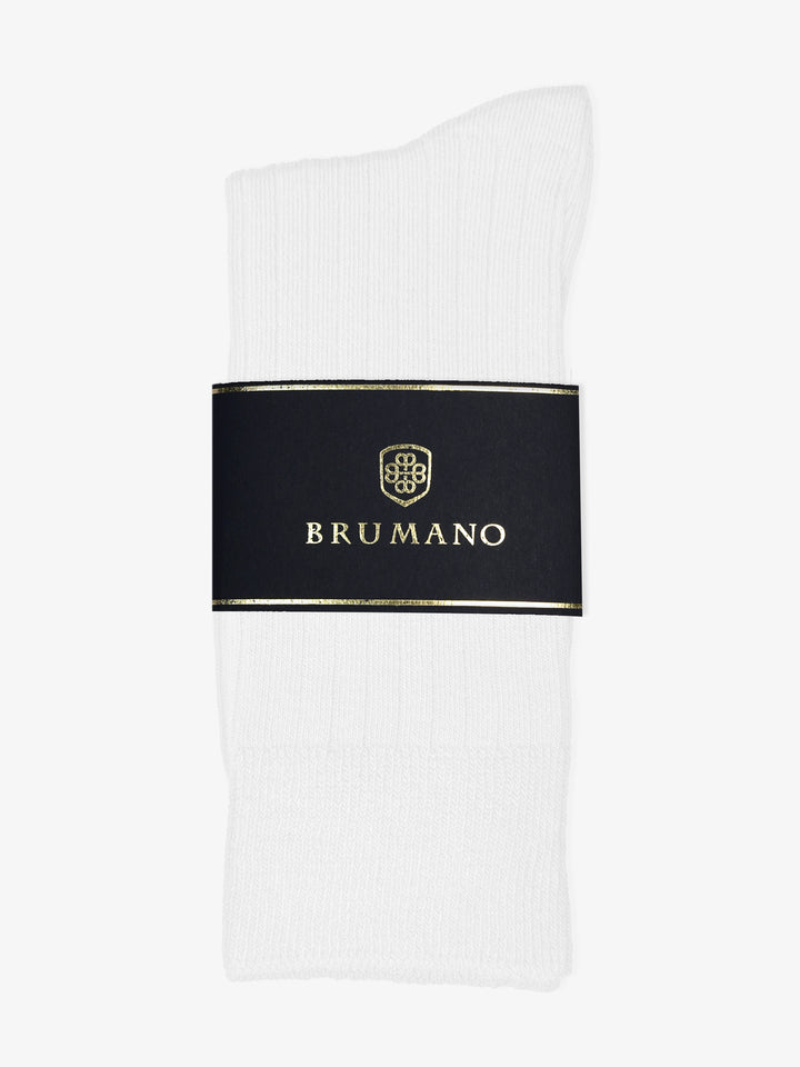 White Ribbed Cotton Socks