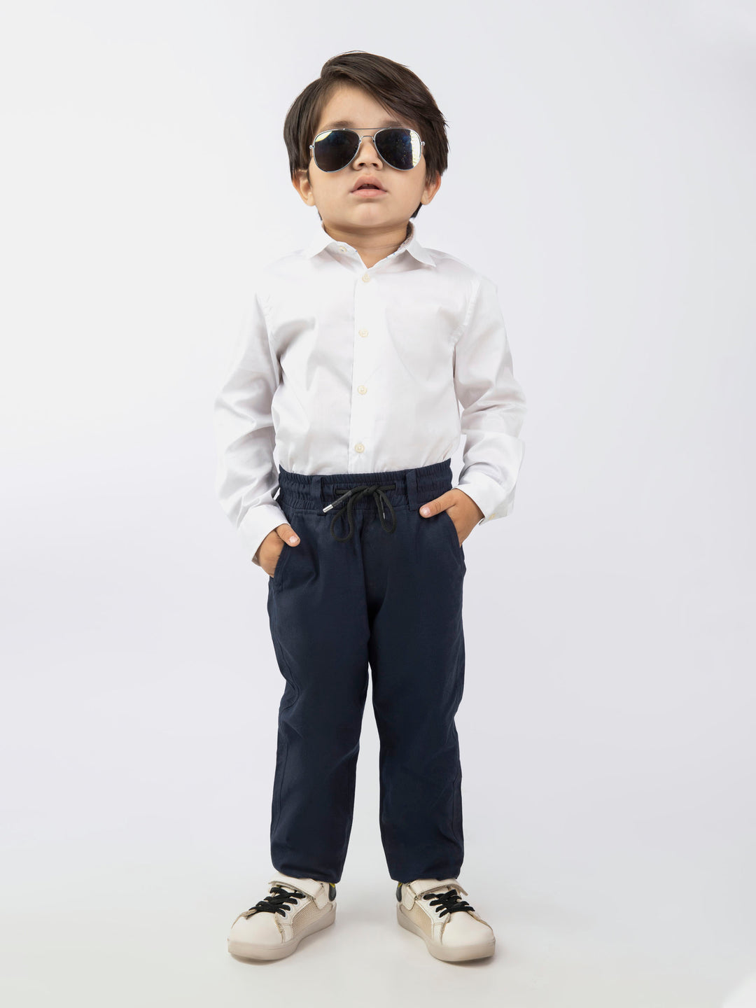 White Satin Formal Kids Shirt Brumano Pakistan
