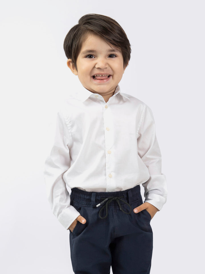 White Satin Formal Kids Shirt Brumano Pakistan