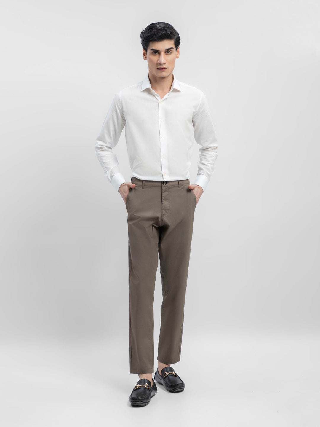 White Self Checkered Formal Shirt Brumano Pakistan