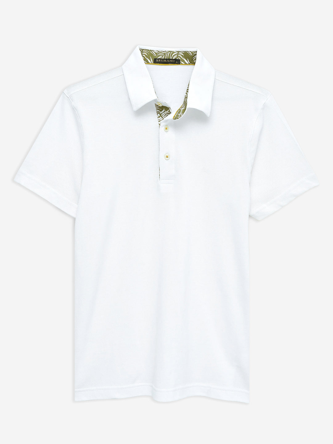 White Self Collar Polo With Contrasting Detailing
