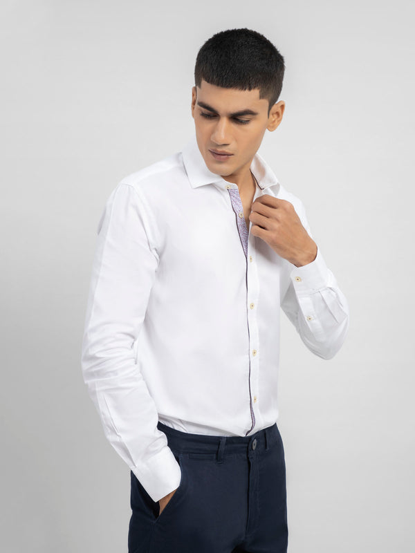 White Structured Formal Shirt Brumano Pakistan