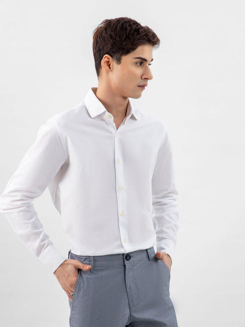 White Structured Formal Shirt