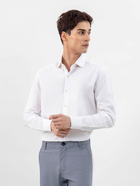 White Structured Formal Shirt