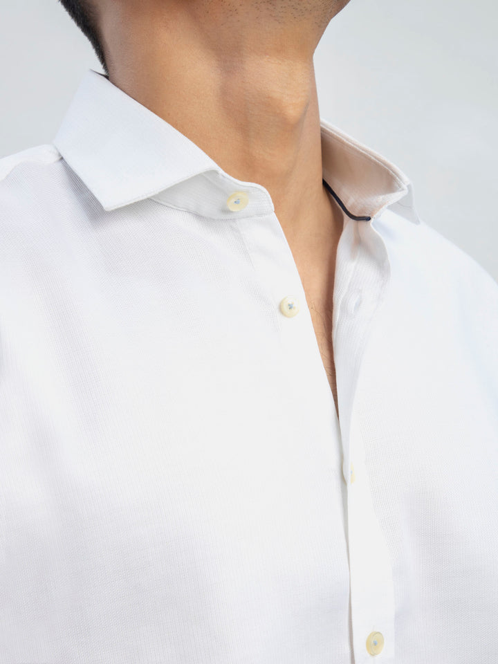 White Structured Shirt With Blue Elbow Patch Brumano Pakistan