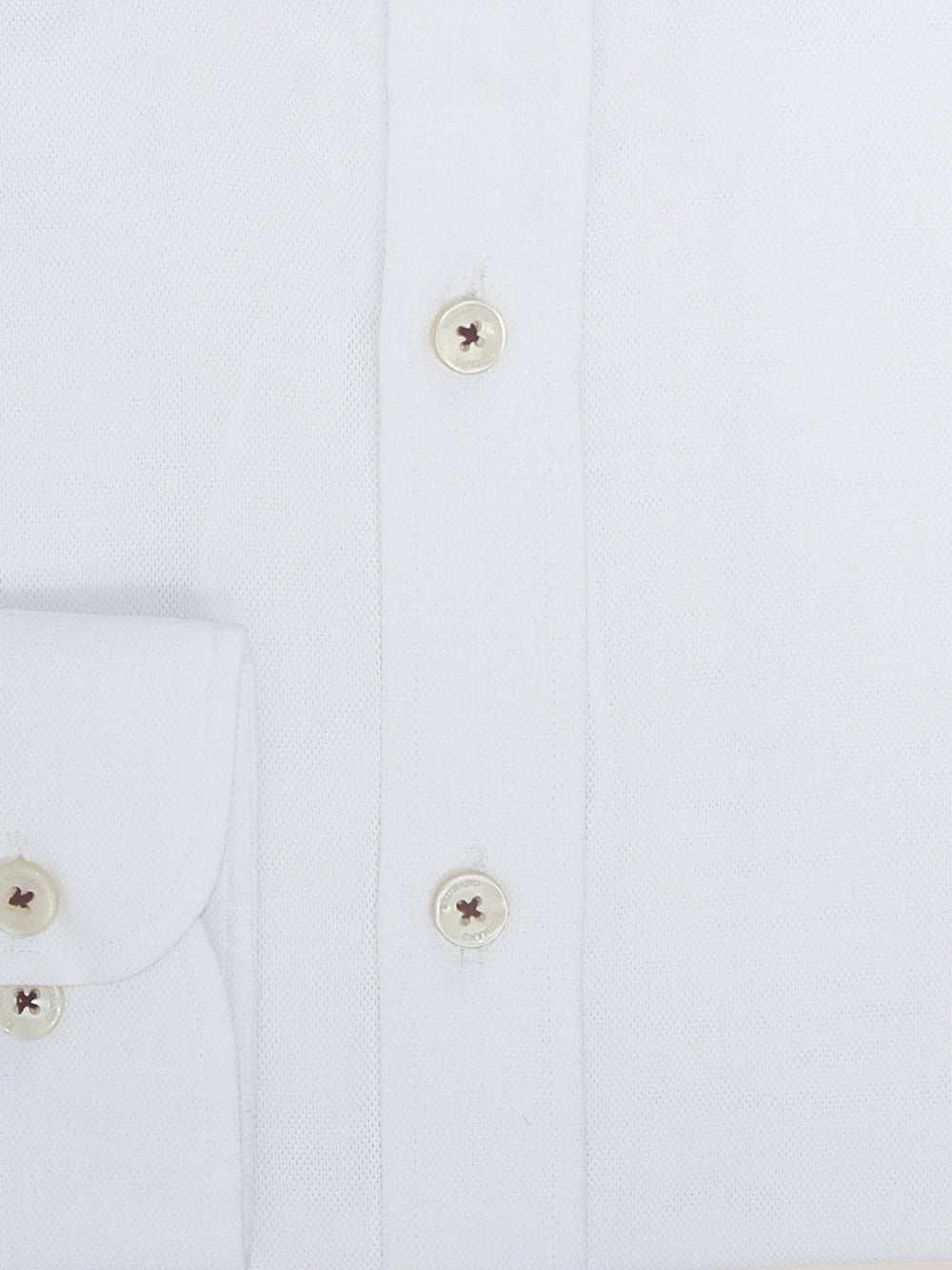 White Structured Shirt With Inside Button Down Collar