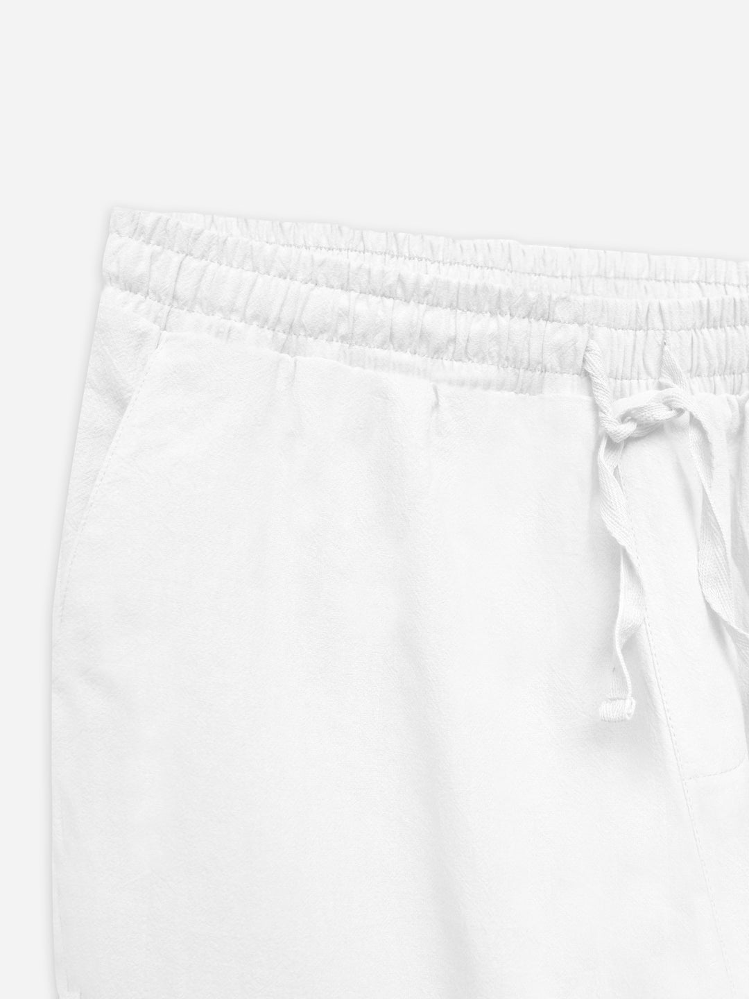 White Wrinkled Light Weight Cotton Pajama side view — Brumano Pakistan
