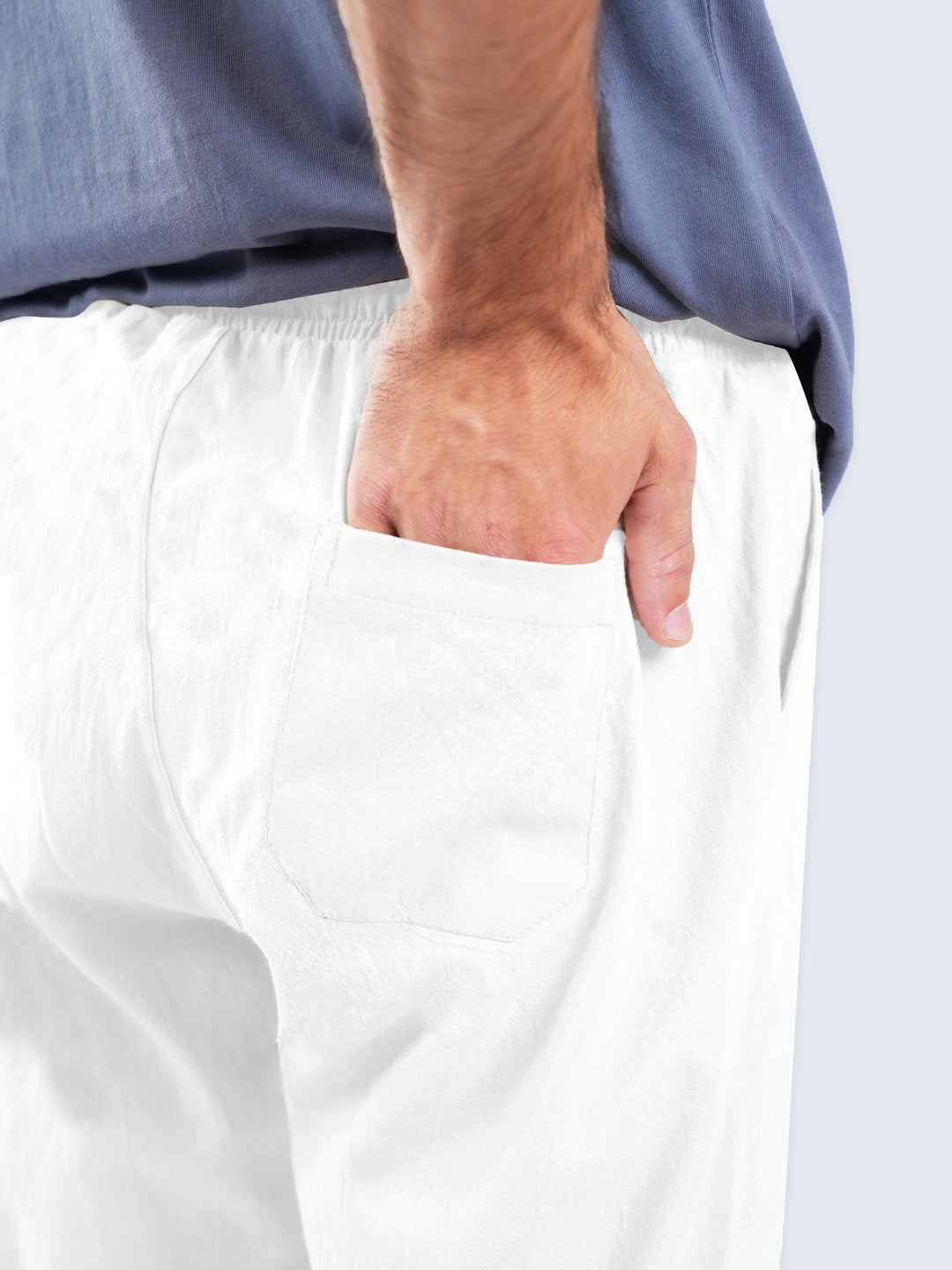 White Wrinkled Light Weight Cotton Pajama view 6 — Brumano Pakistan