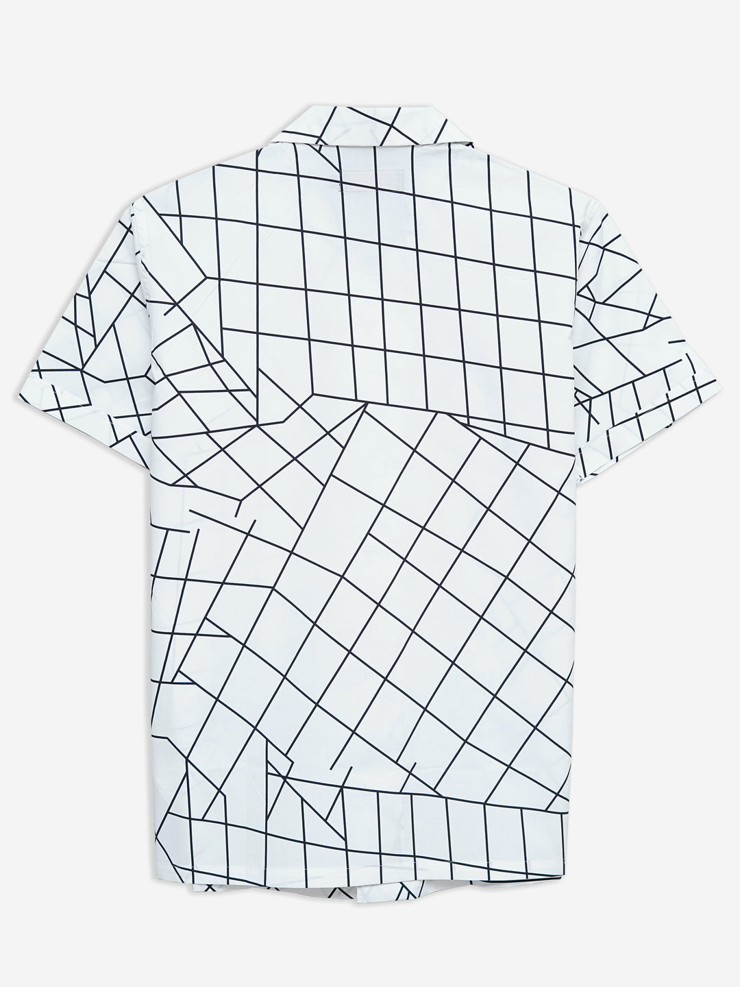 White & Black Printed Half Sleeve Cuban Collar Shirt Brumano Pakistan