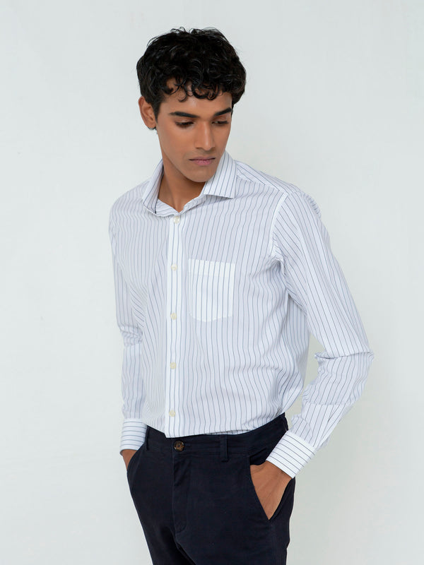 White & Black Striped Formal Shirt Brumano Pakistan