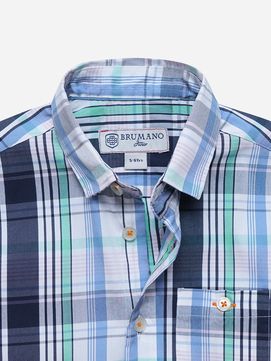 White & Blue Checkered Casual Shirt - Junior