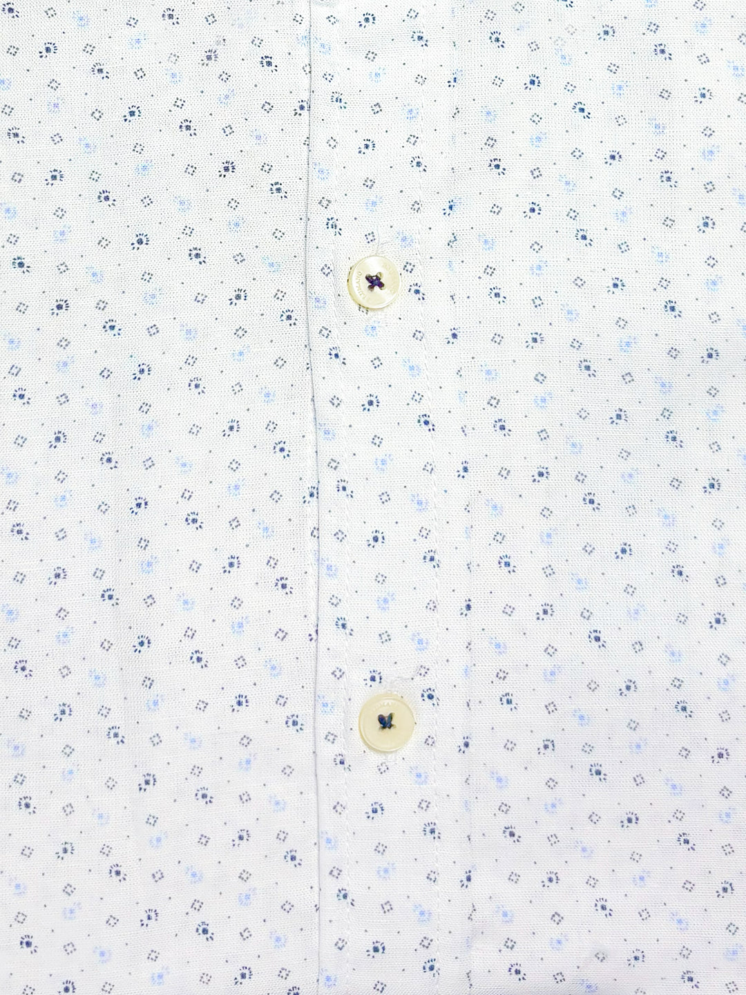 White & Blue Printed Linen Shirt