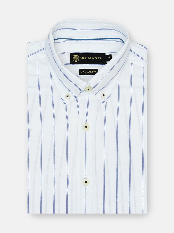 White & Blue Striped Button Down Shirt Brumano Pakistan