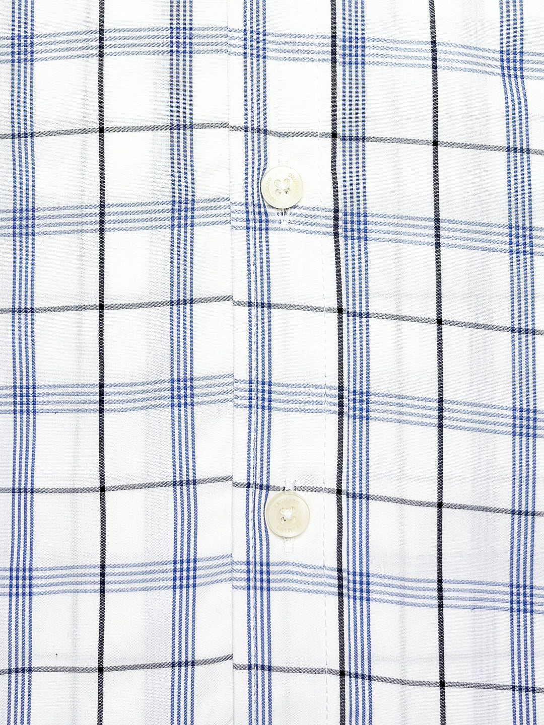 White & Blue Windowpane Formal Checkered Shirt