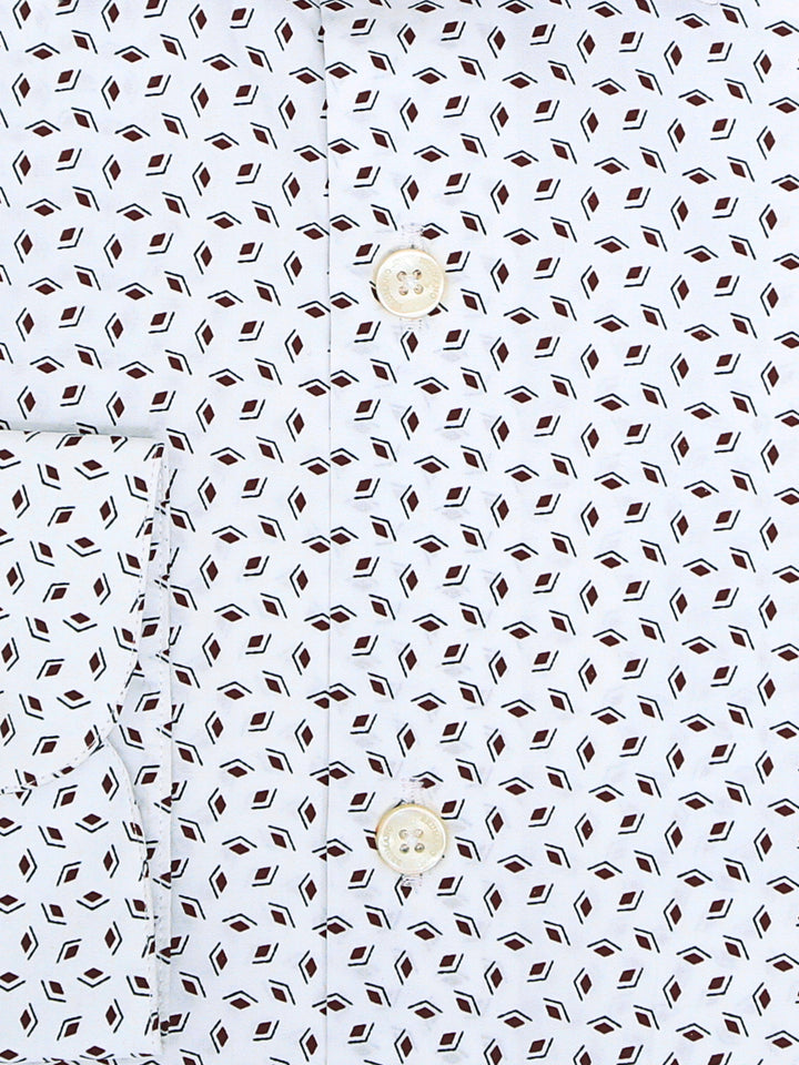 White & Brown Geo Printed Shirt Brumano Pakistan