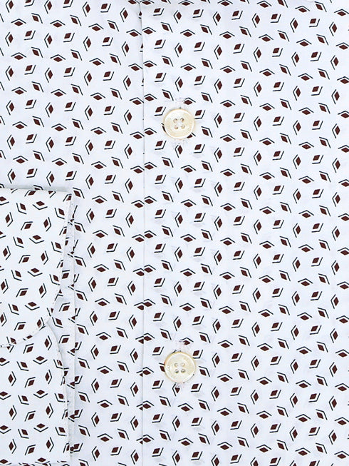 White & Brown Geo Printed Shirt Brumano Pakistan