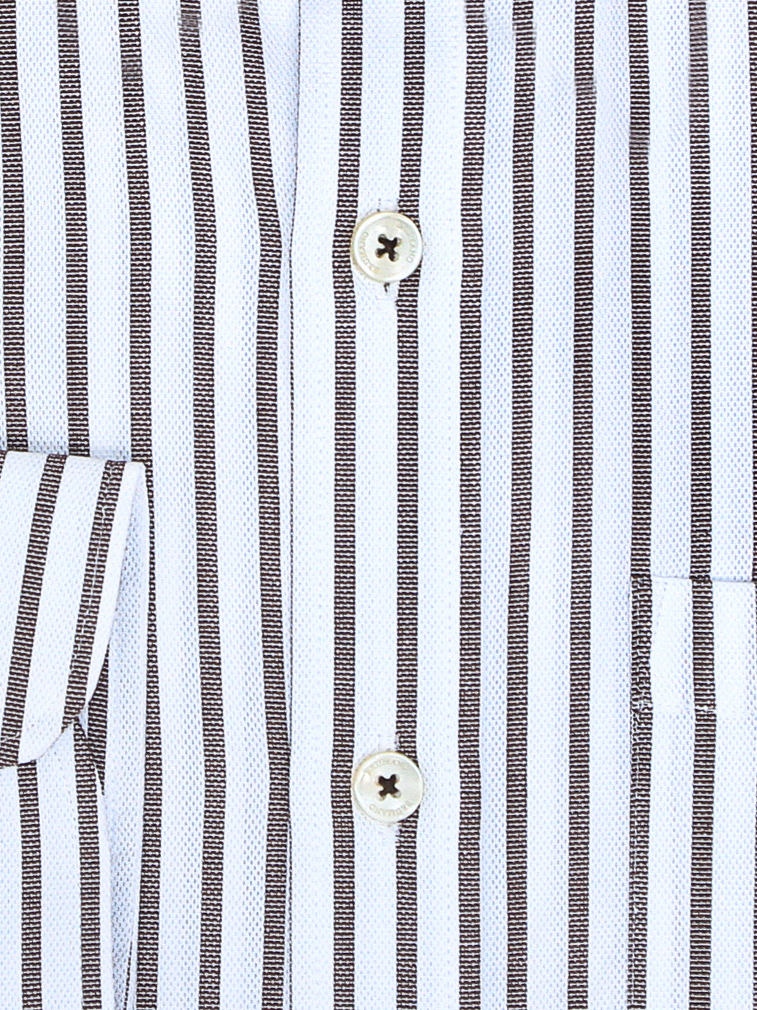 White & Brown Structured Striped Formal Shirt