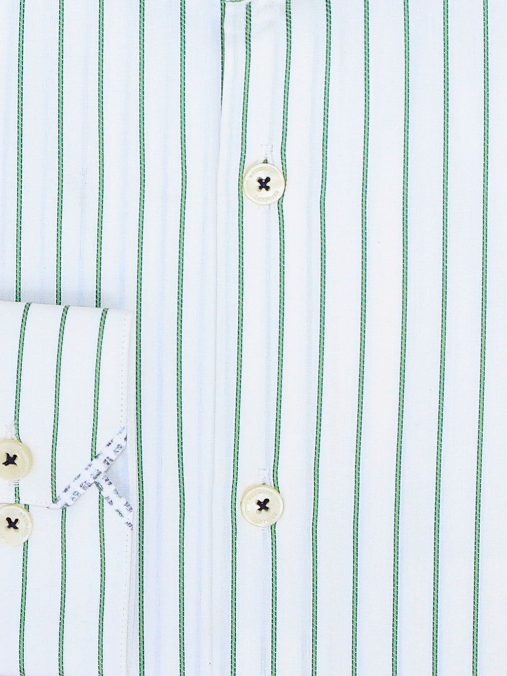 White & Green Striped Formal Shirt