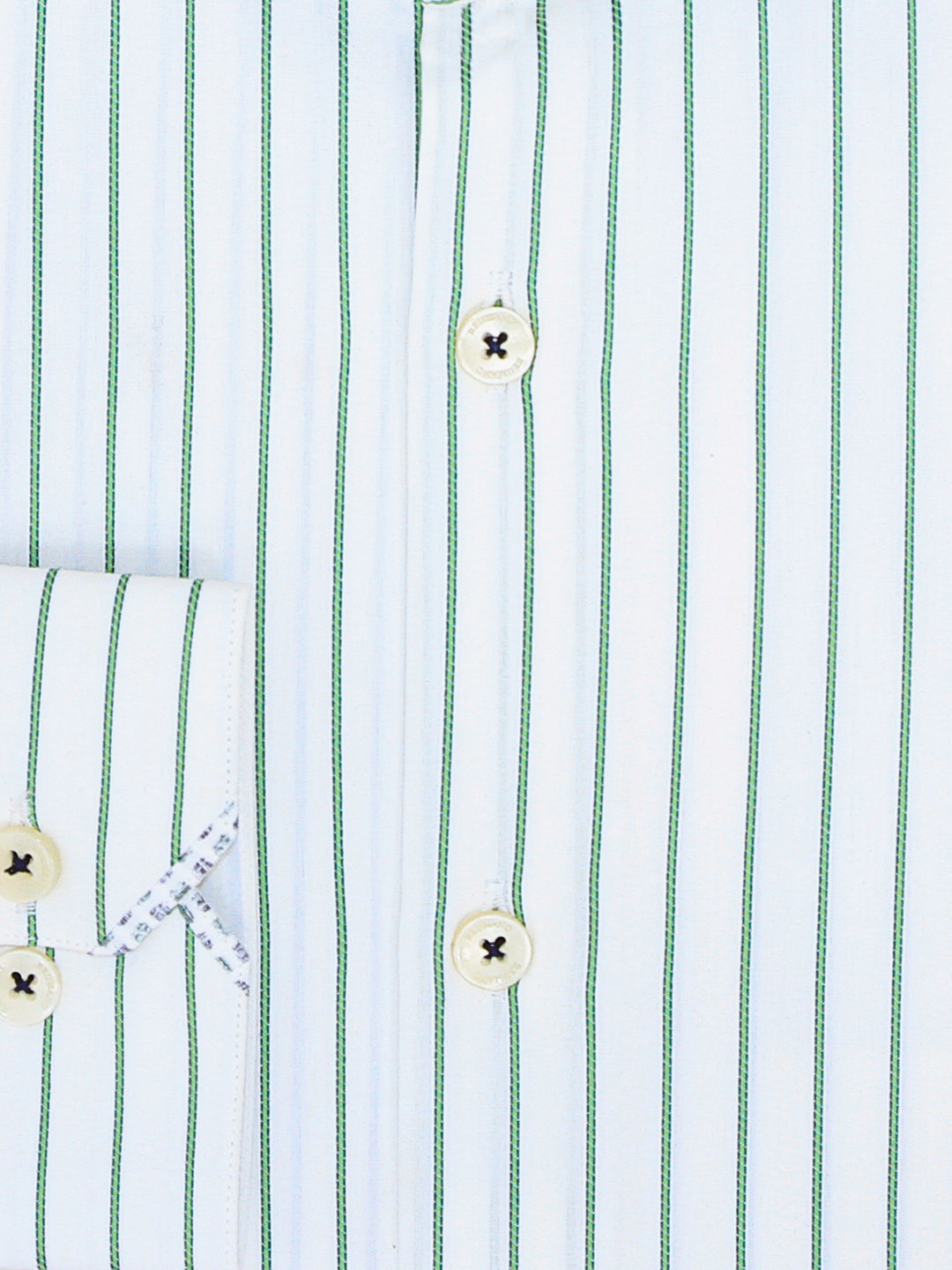 White & Green Striped Formal Shirt