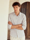 White & Grey Striped Linen Shirt