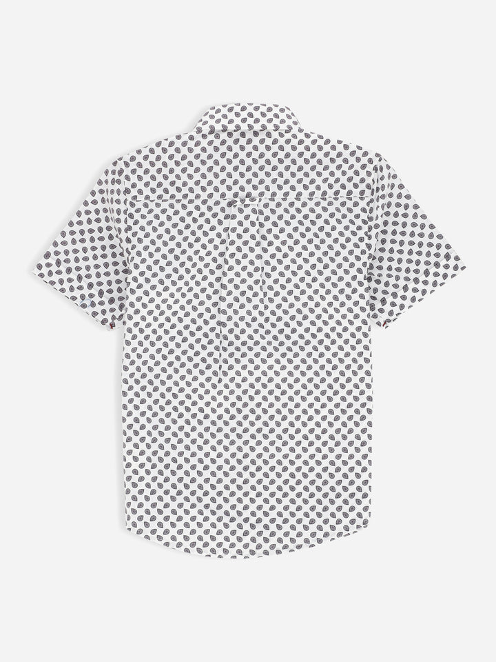 White & Maroon Paisley Printed Half Sleeve Casual Shirt Brumano Pakistan