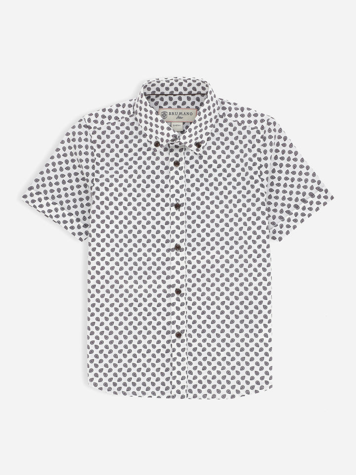 White & Maroon Paisley Printed Half Sleeve Casual Shirt Brumano Pakistan