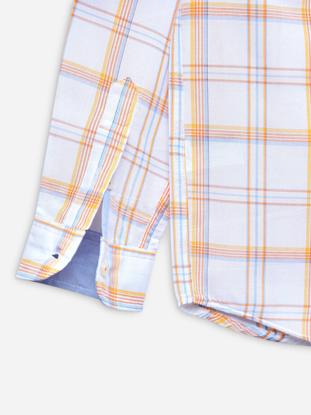  White & Orange Checkered Long Sleeve Casual Shirt Brumano Pakistan
