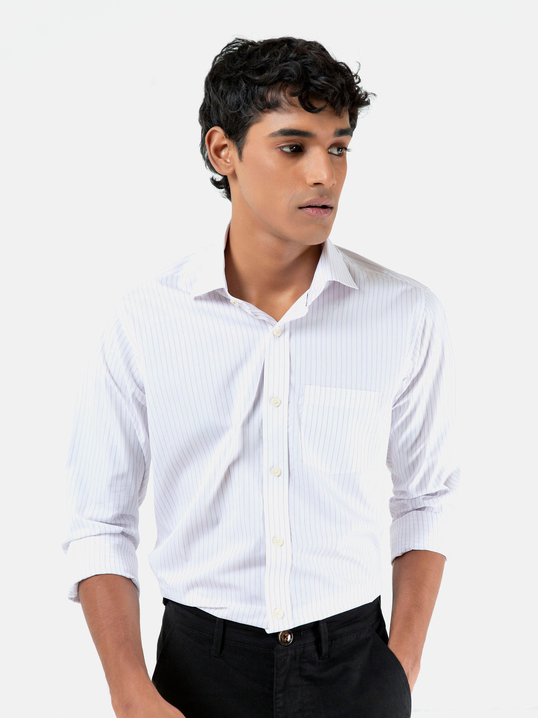 White & purple striped formal shirt brumano pakistan 