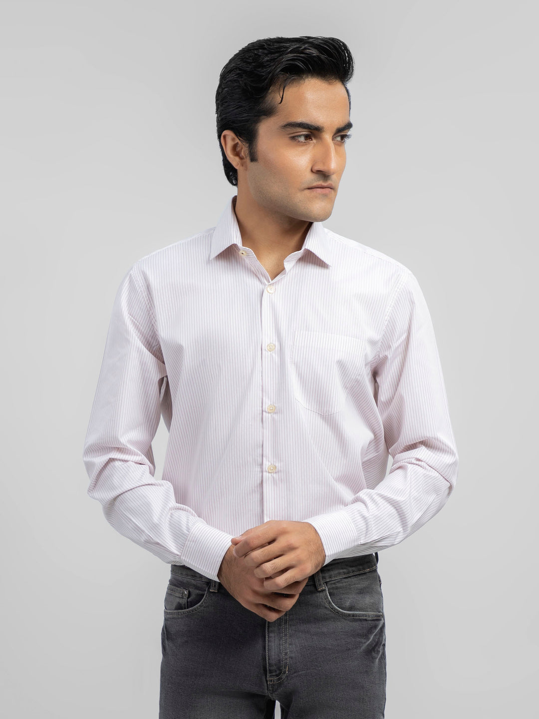 White & red striped formal shirt