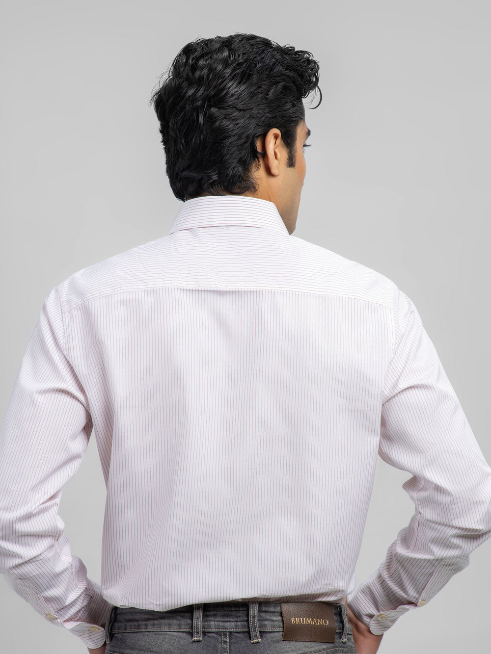 White & red striped formal shirt