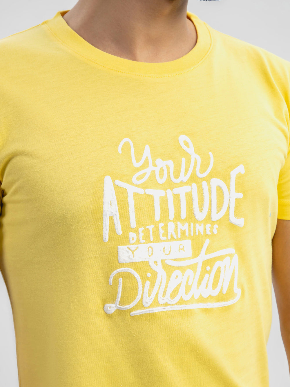 Yellow abstract 3d printed crew neck t shirt brumano pakistan