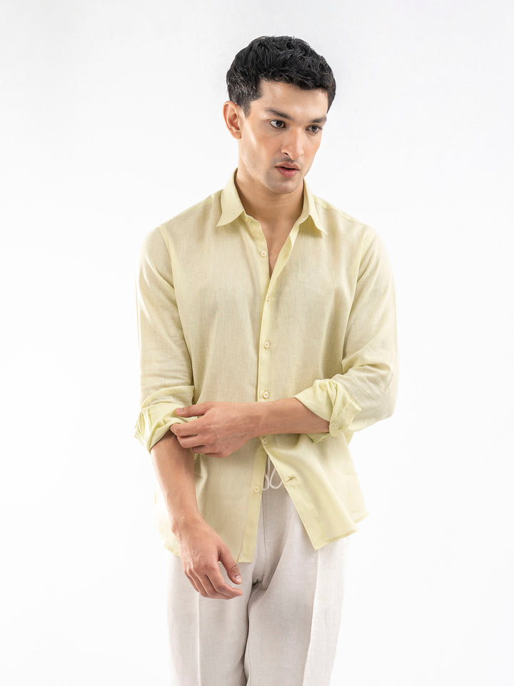 Yellow Airy Linen Blended Shirt