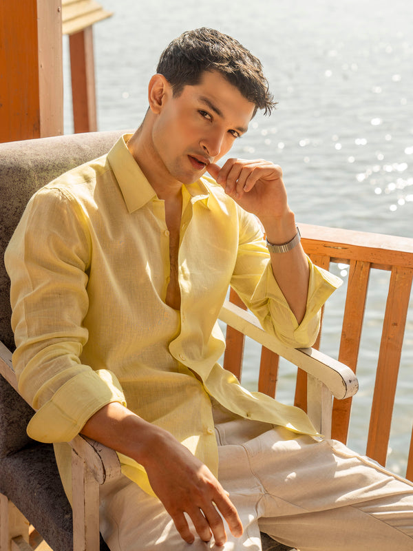 Yellow Airy Linen Blended Shirt