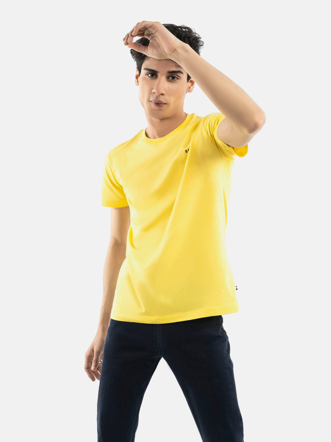 Yellow Basic Crew Neck T-Shirt