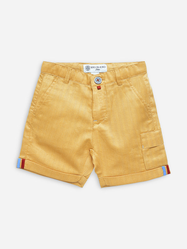 Yellow Herringbone Cotton Casual Shorts Brumano Pakistan