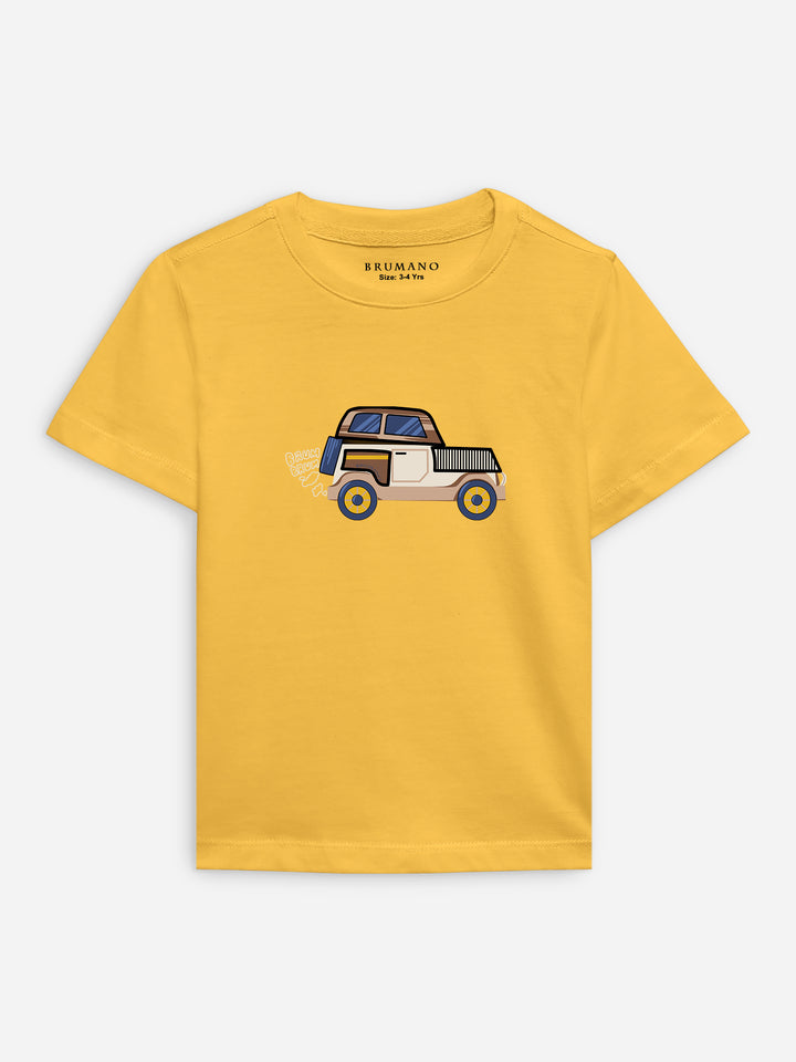 Yellow 'Jeep'' Printed Casual T-Shirt Brumano Pakistan