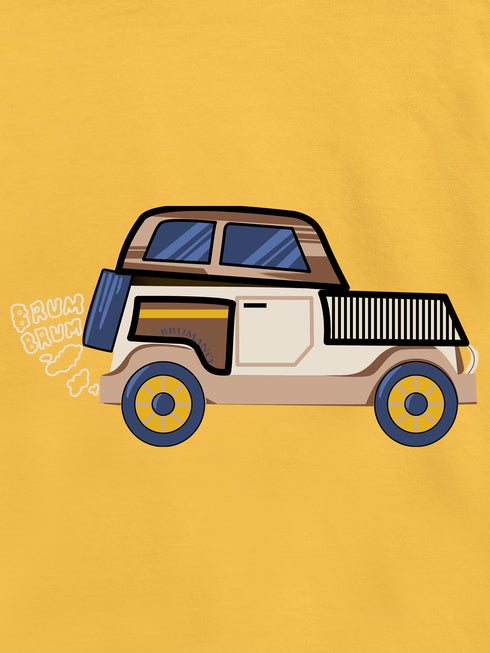 Yellow 'Jeep'' Printed Casual T-Shirt Brumano Pakistan