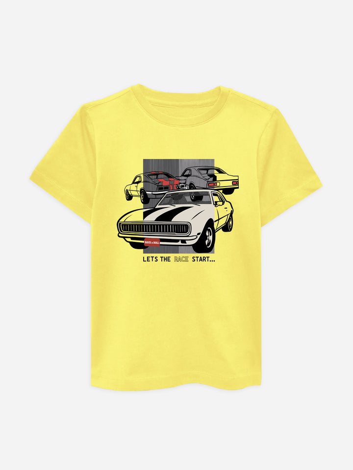 Yellow 'Racing' Printed T-Shirt - Junior