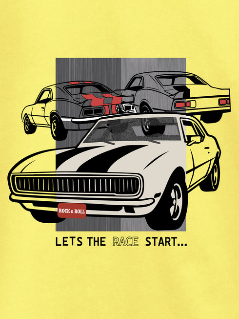 Yellow 'Racing' Printed T-Shirt - Junior