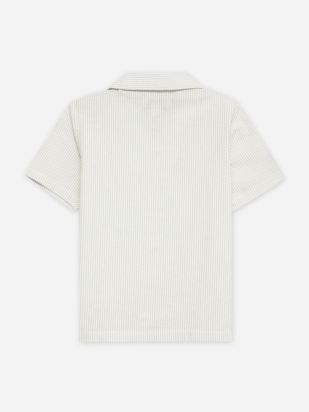 Beige Seersucked Casual Cuban Collar Shirt - Junior