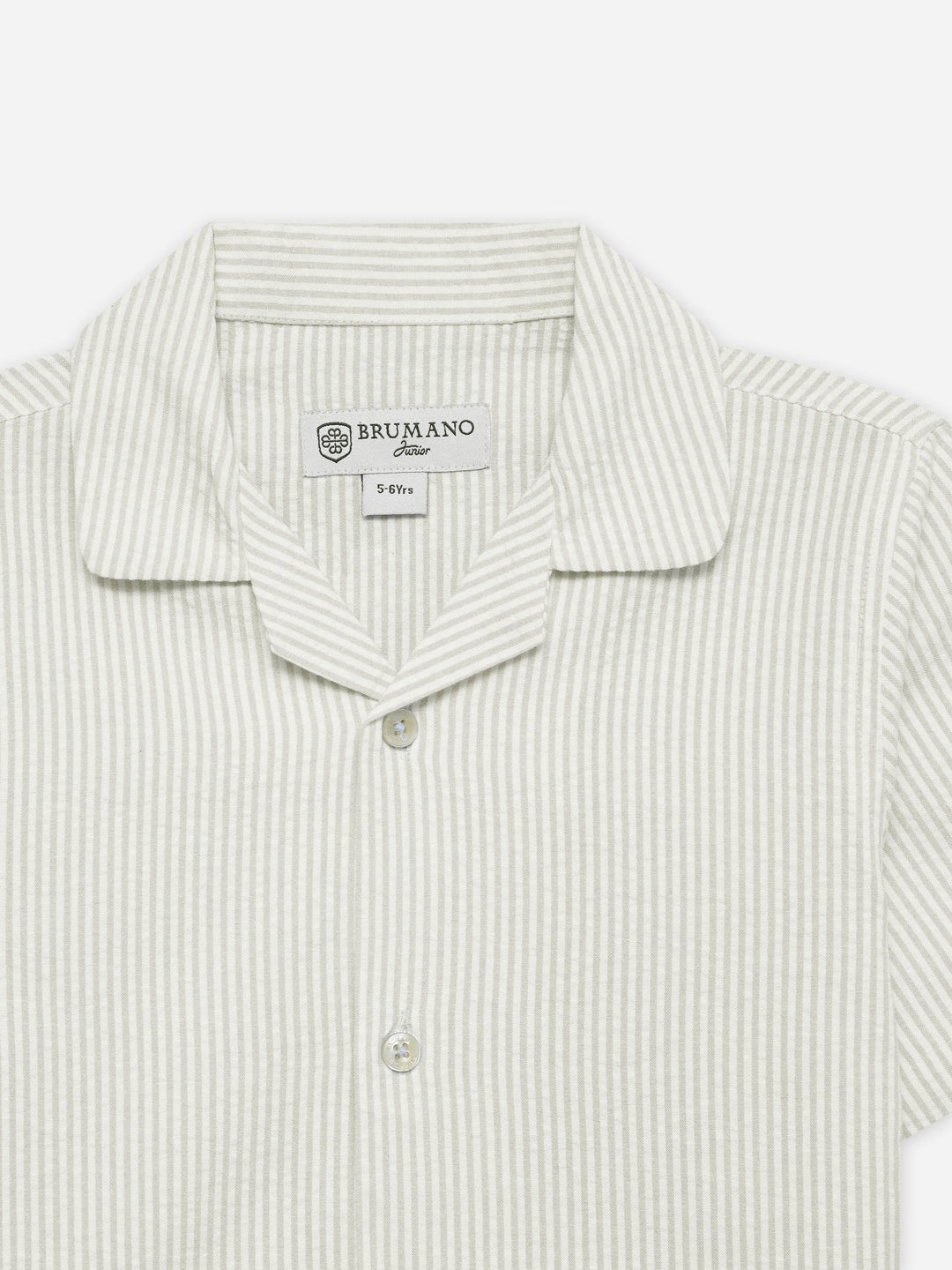 Beige Seersucked Casual Cuban Collar Shirt - Junior