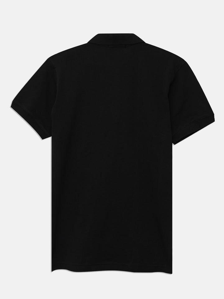 100% cotton fabric texture of black polo shirt