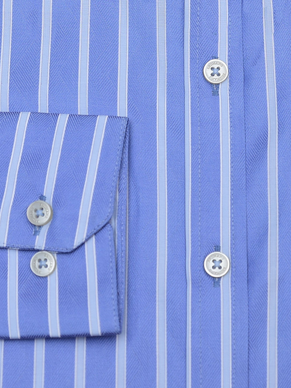 Blue Structured Striped Satin Formal Shirt - Luxe