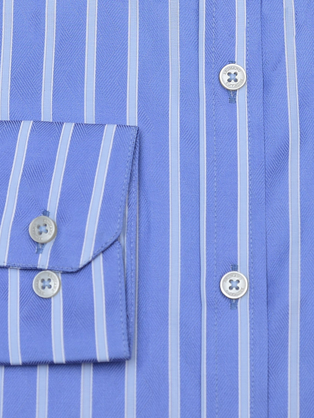 Blue Structured Striped Satin Formal Shirt - Luxe